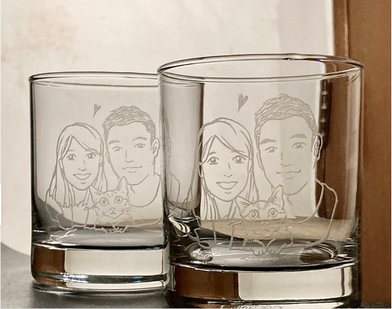 玻璃雕刻情侶對杯