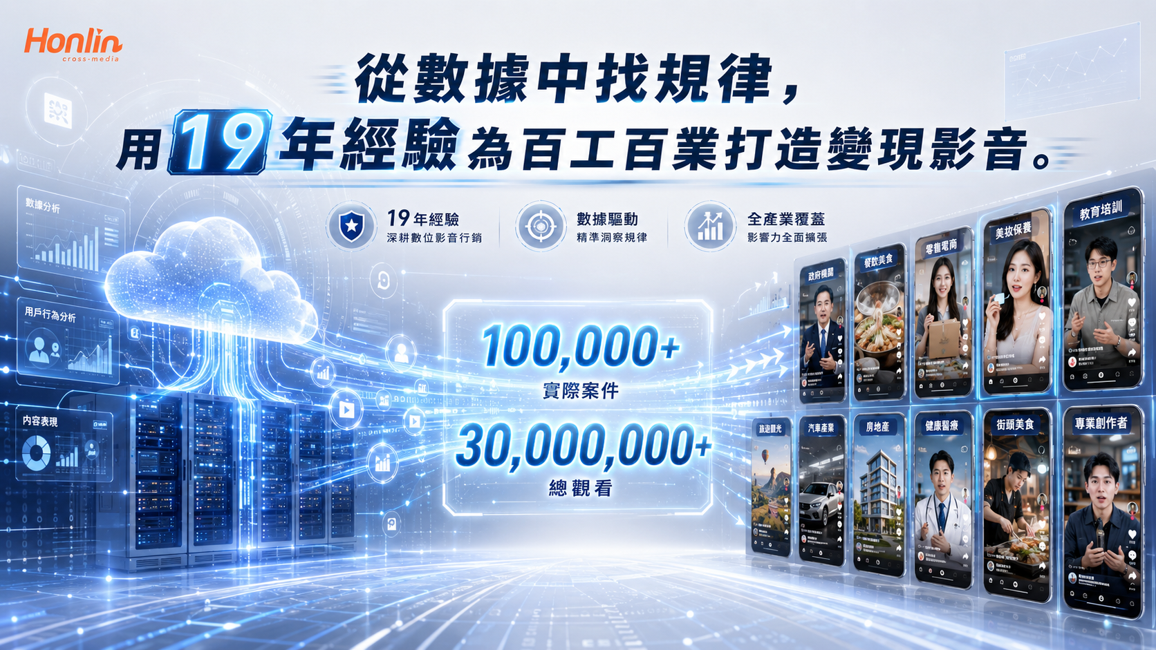 從數據中找規律，用 19 年經驗為百工百業打造變現影音。